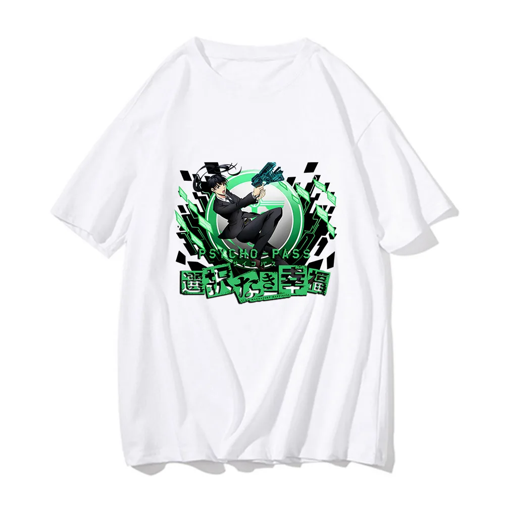 

Psycho Pass Tshirts MEN Dominator Sibyl System Saiko Pasu T Shirts 100% Cotton Science Fiction T-shirts Manga/Comic High Quality