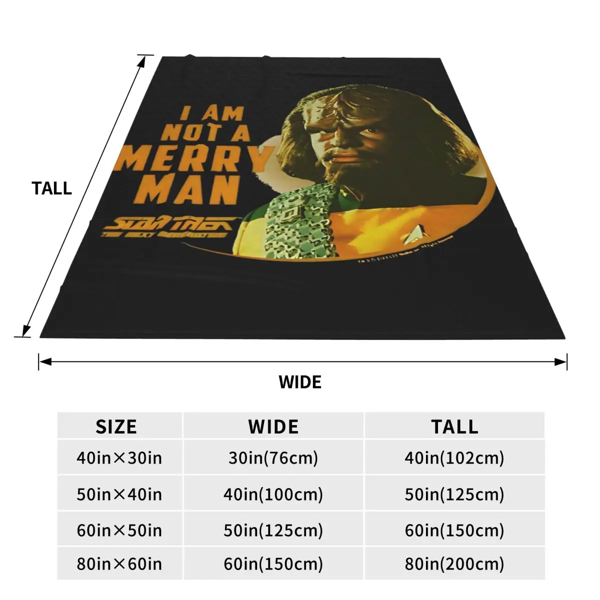 Одеяло Stars Treks The Next Generation Worf I Am Not A Merry Man фланелевое новое мягкое одеяло для