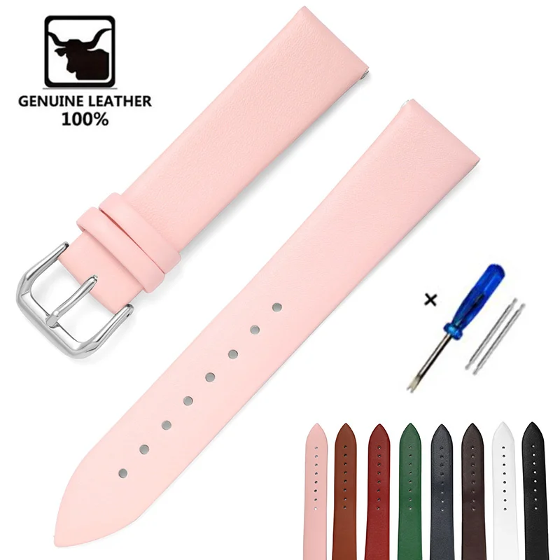 New Soft Thin Genuine Leather Watch Straps 20mm 22mm for Samsung Galaxy Gear S3 Active 2 Calfskin Watchband 12 14 16 18 20 - купить по