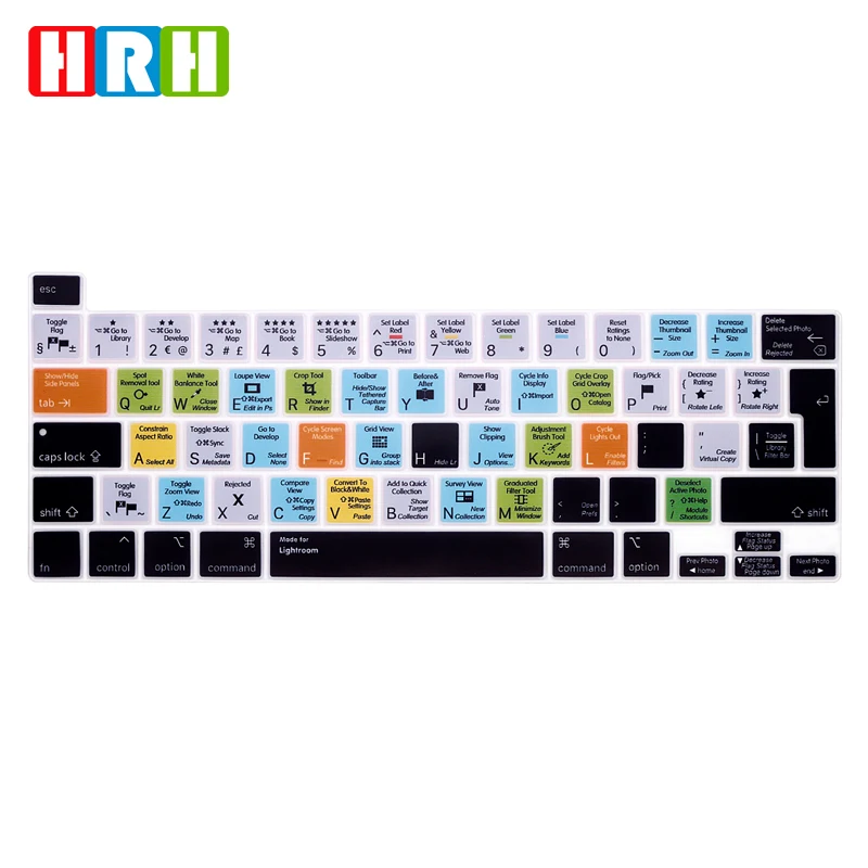 

HRH Shortcuts Hotkeys Silicone Keyboard Skin Cover Protector For MacBook Pro 16 A2141 M1 Chip A2338/A2251/A2289 2020+ EU Version