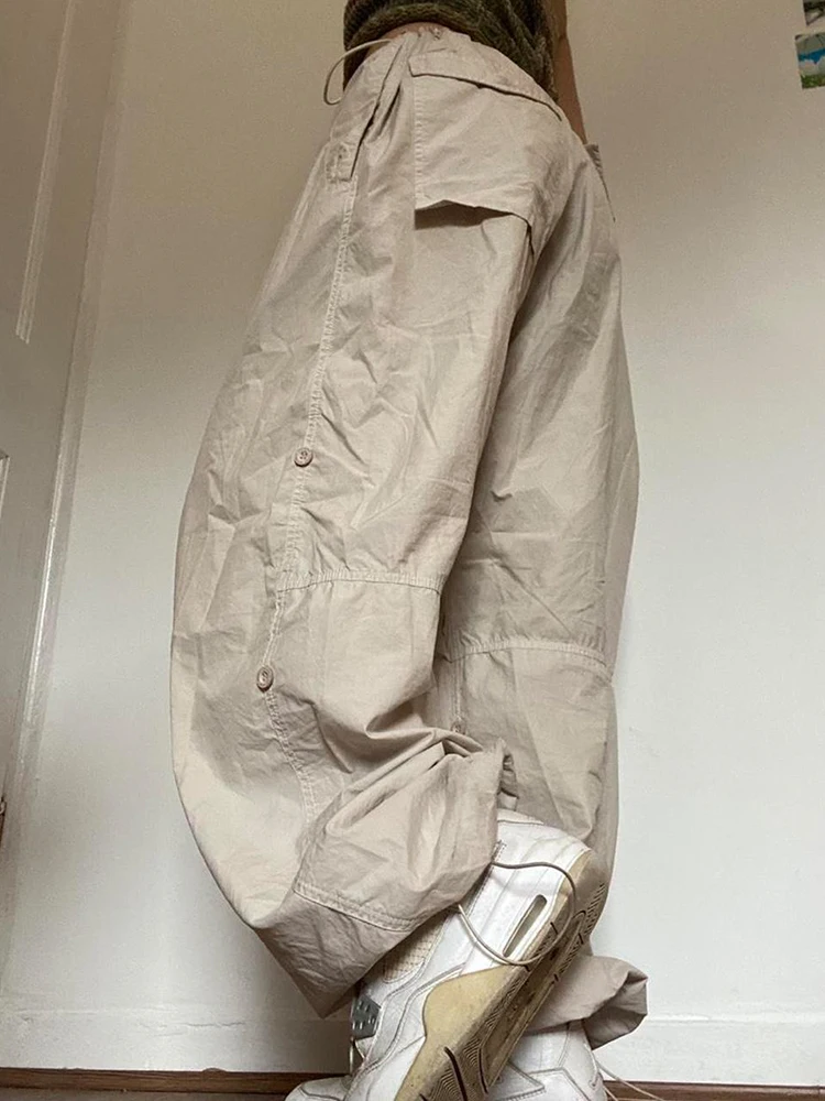 Cuteandpsycho Oversized Solid Joggers Tech Pants High Waist Streetwear Fashion Brown Baggy Trousers Y2K Casual Vintage Clothes