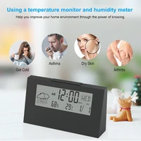 electronic alarm clock childrens bedside digital calendar clock desk table watch with indoor temperature humidity backlight