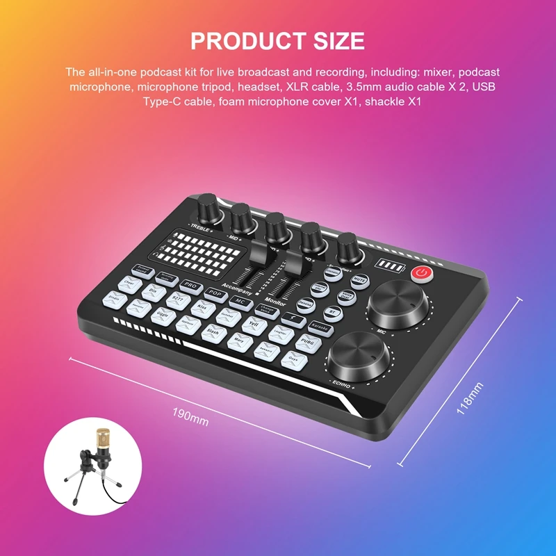 Набор звуковых карт F998 семейный микрофон с картой для живого звука