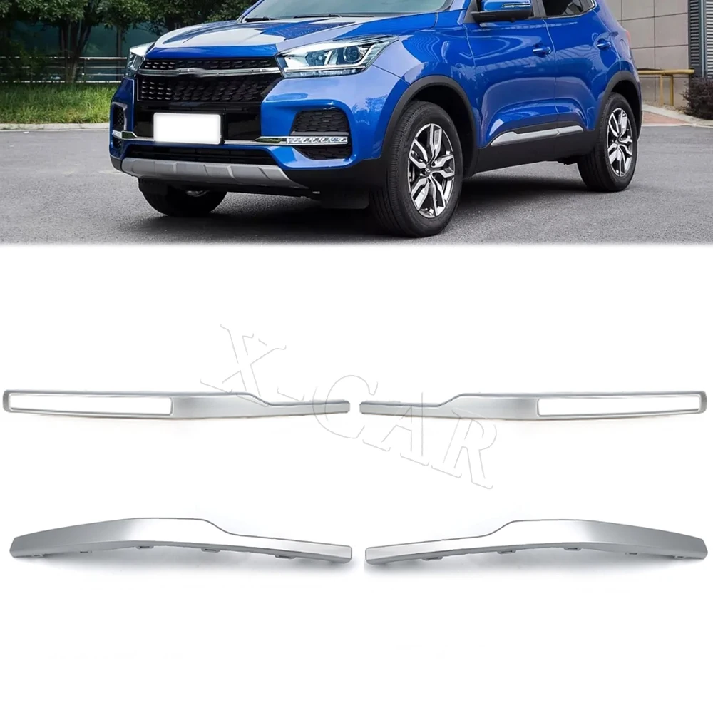 

Front DRL Sliver Bright Bar Fog Lamp Trim Strip Daytime Running Light Molding Trim For Chery Tiggo 3 4 2020-2021 5X 2019