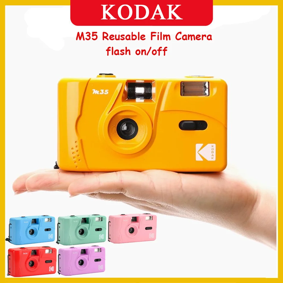 

Kodak M35 Film Camera Vintage Retro 35mm Roll Flash Reusable Manual Wind and Rewind Vtg Mini Toy Camera Multicolor
