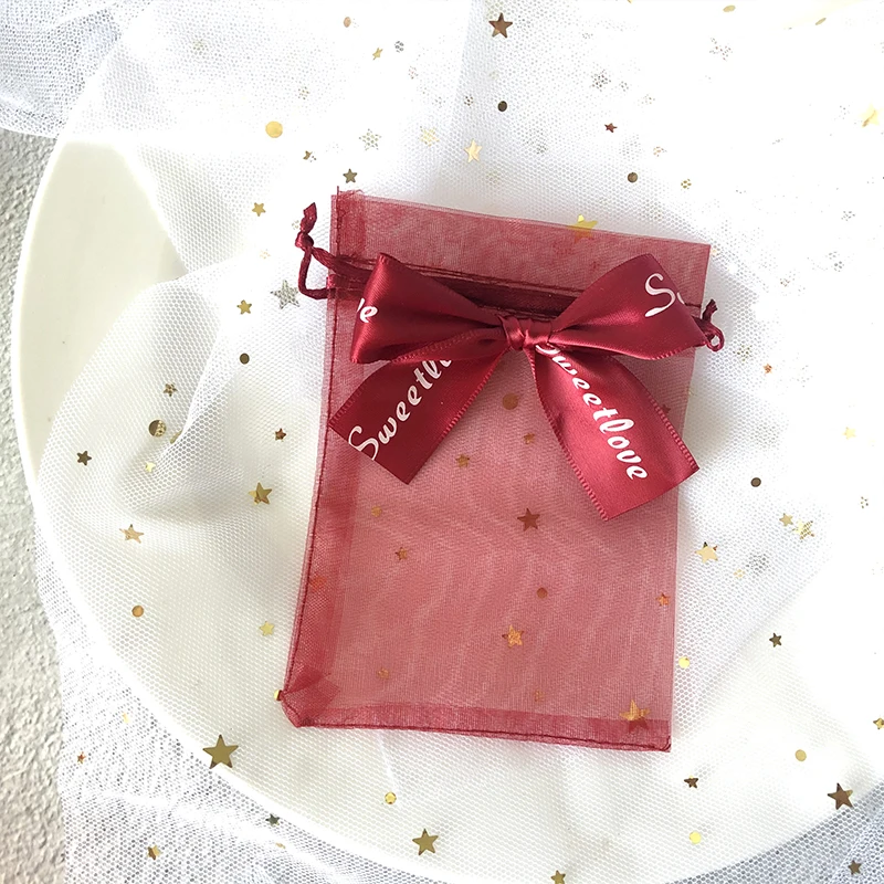 100Pcs Organza Gift Bag Butterfli Organza Bags Drawstring Pouch Storage Jewelry Organizer Jewelry Packaging Party Bag Wholesale