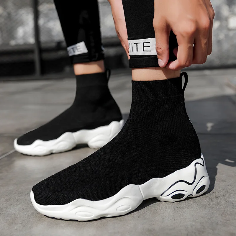 2022 Unisex Socks Shoes Women Shoes Breathable High-top Boots Fashion Sneakers Stretch Fabric Casual Slip-On Ladies Shoes New