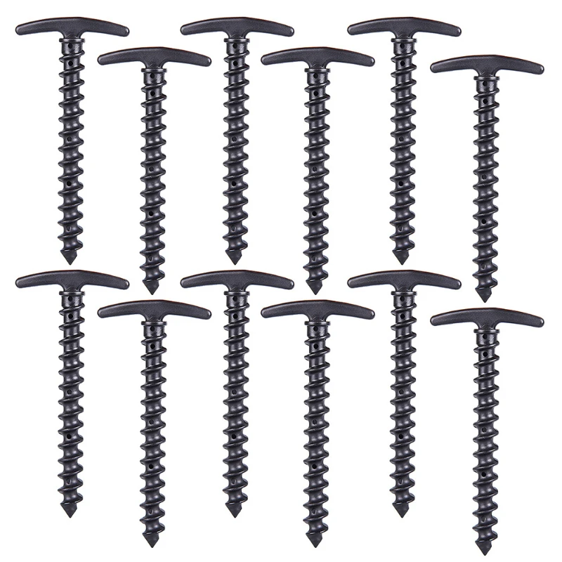 

Pack of 10pcs Screw Anchors Hiking Tent Dowel Pins Mount Outdoor Camping Spikes Floor Spikes Spiral Plastic Fixing Supplies