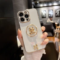 cute animal 3d bow tie gold bear female soft case for iphone 11 12 13 pro max 7 8 plus xr x xs se 2020 anti drop cover fundas