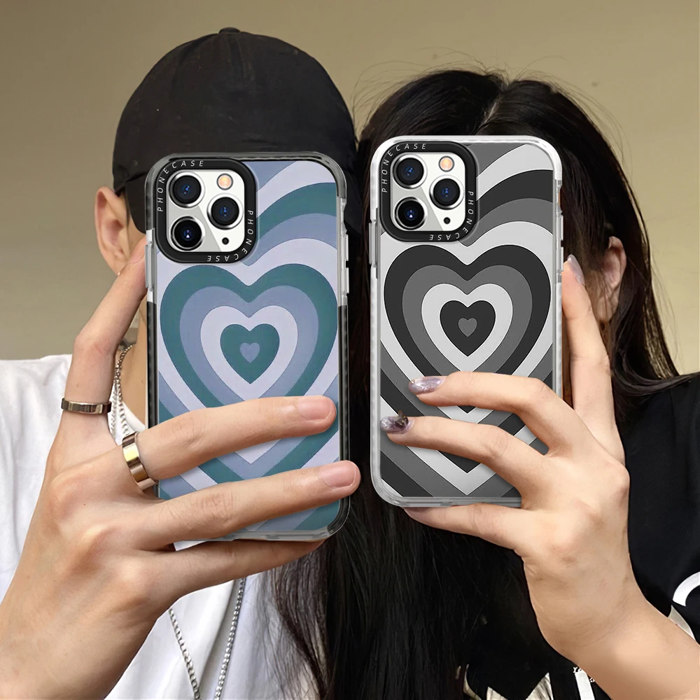 

Love Heart Vortex Case for iPhone 14ProMax 13Pro 12ProMax Transparent Cover for iPhone 14 14Plus 11 Pro Max Silicone Fundas