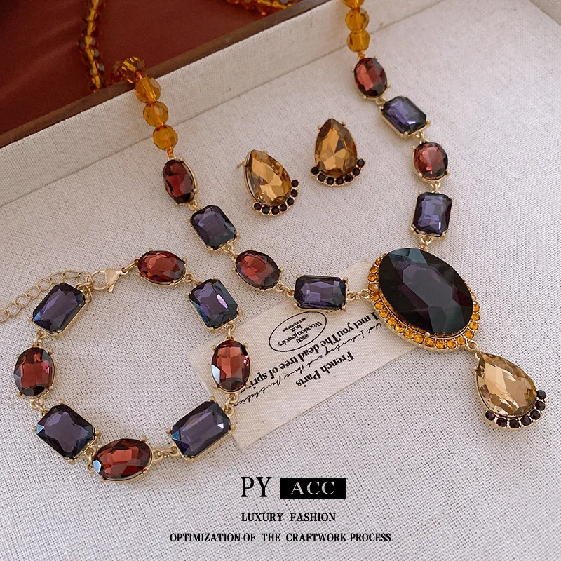 Старинные овальные капли воды ожерелье ключицы цепи серьги костюм оптом