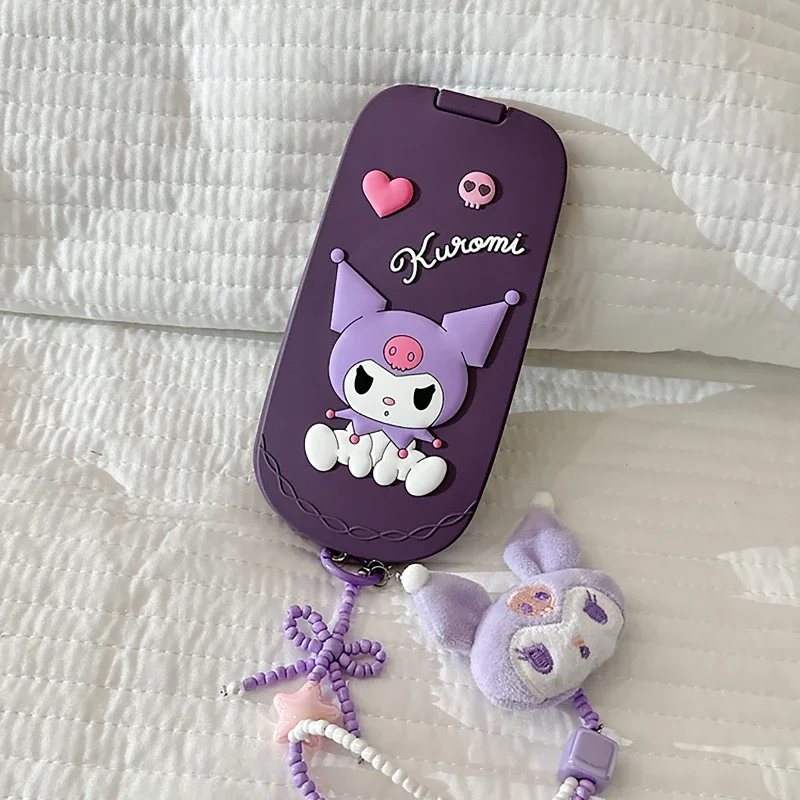 Зеркальный чехол для телефона Kawaii Filp Kuromi iPhone 15 14 13 12 Pro Max Sanrio милый защитный с