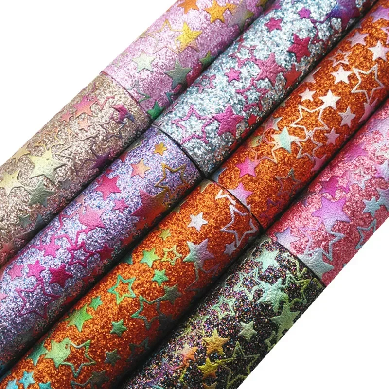 Искусственная кожа с рисунком звезд виниловая ножной подкладкой для банта