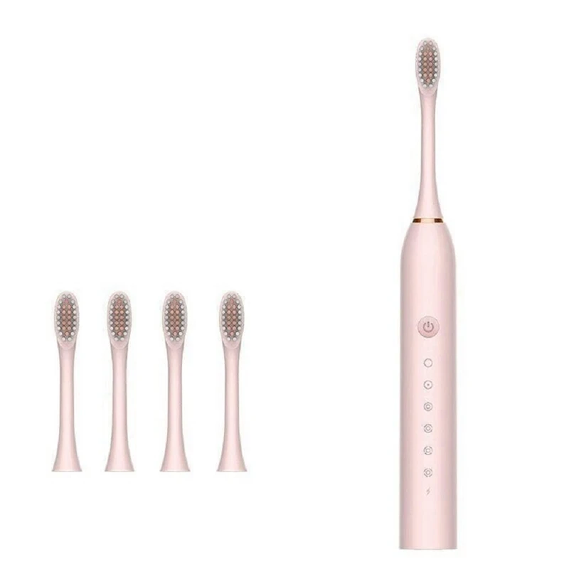 Щетка Зубная электрическая Звуковая 6 режимов 4 насадки USB 3 шт.