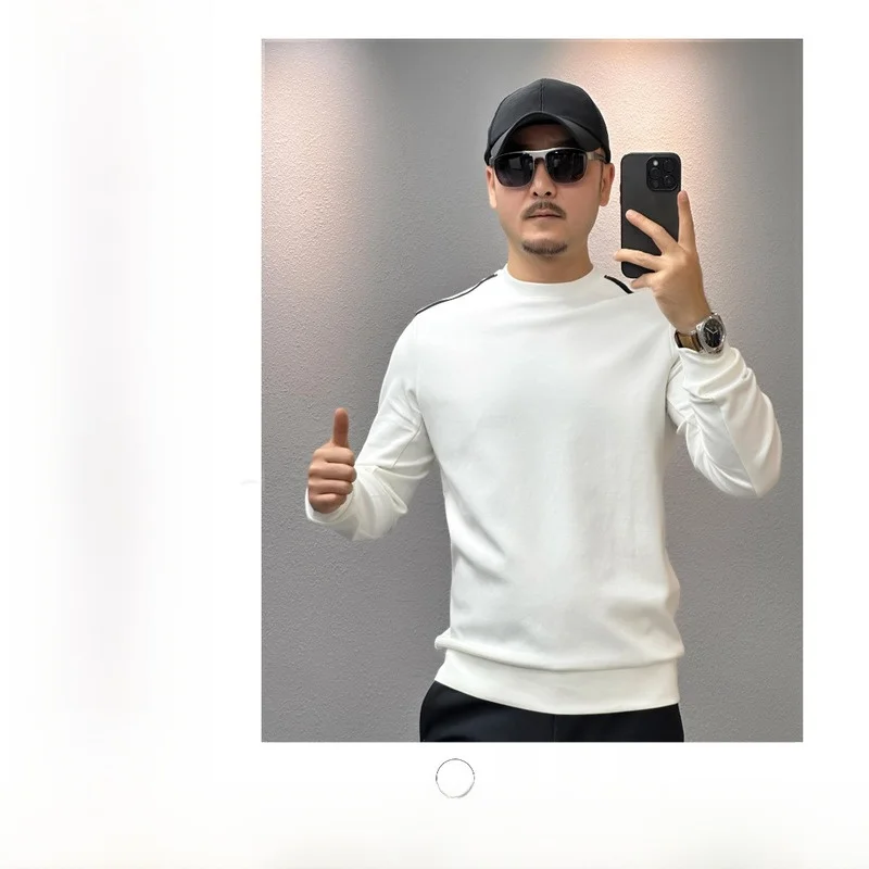 [Wanli Can Period] Новая зимняя мужская футболка с длинными рукавами и круглым вырезом