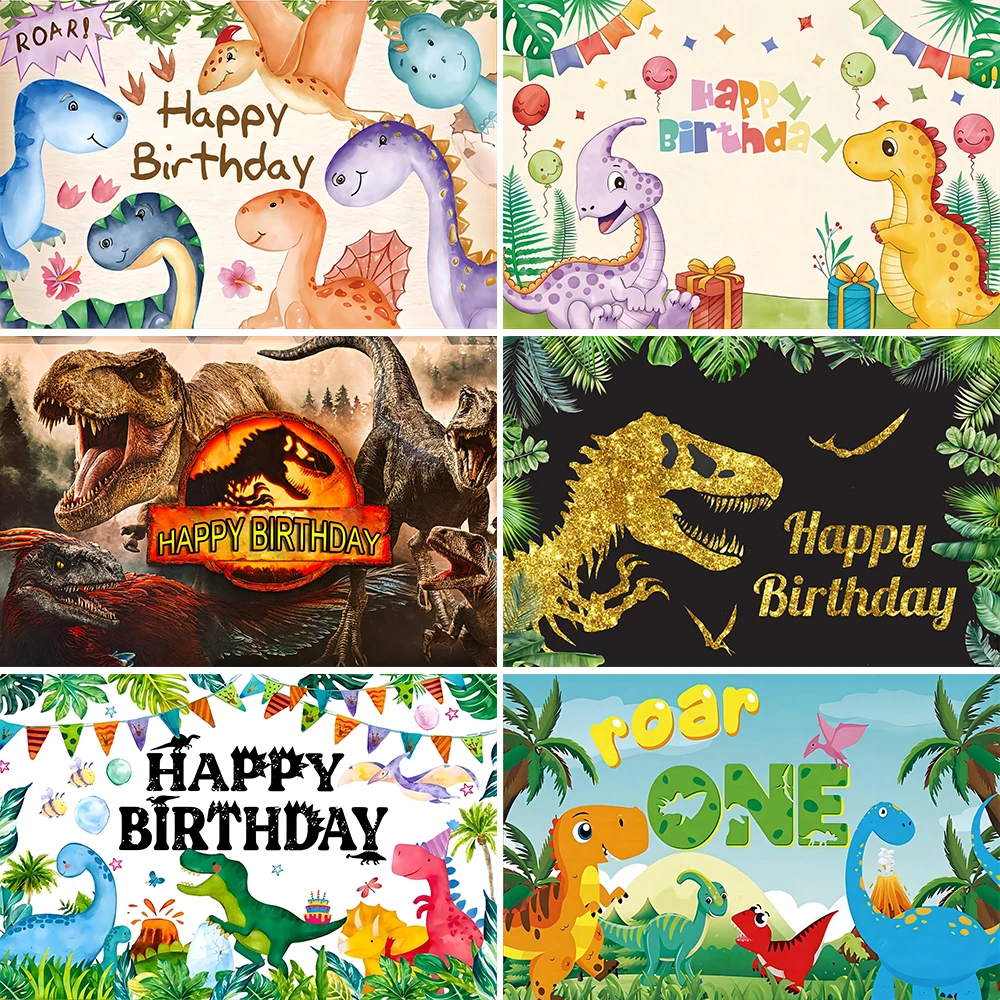 

Dinosaur Theme Child Birthday Decor Backdrop Jungle Tropical Safari Photocall Photography Background for Photo Studio Props