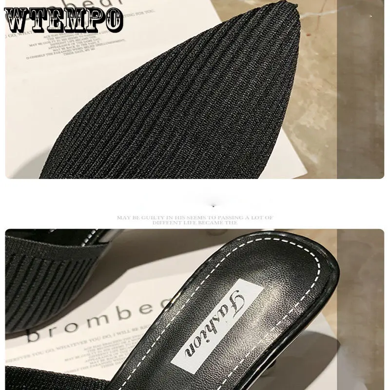 WTEMPO Summer Women Slippers Wear Thin Heels with Heels Sandals Breathable Wild Fashion High Heels Shoes Dropshipping