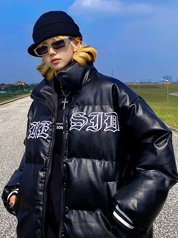 White Cotton Padded Jacket For Female Winter Oversize High Street Winter Parkas Women Letter Print Jacket Outerwear