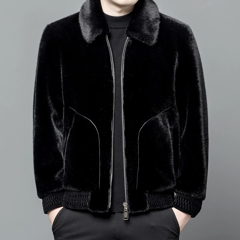 

Men's Jacket Haining Sable Fur Winter Imitation Fur Business Casual Thickening Warm Hemming Trendy Men's Jacket