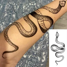 Faux tatouage autocollant serpent noir, autocollant temporaire, grande taille, pour femmes et hommes, maquillage pour la taille et les bras, 1 pièces