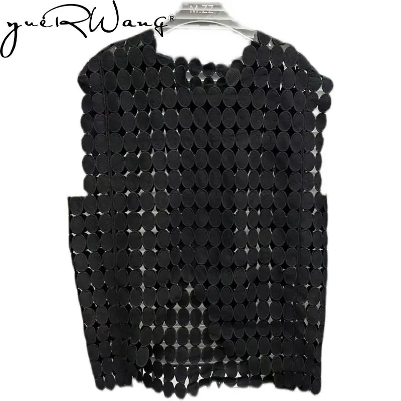 

YUERWANG Women Vest Hollowed Out Spring Summer Loose Casual Waistcoat Fashion All Match Sleeveless Female Tops 2022 New Arrival