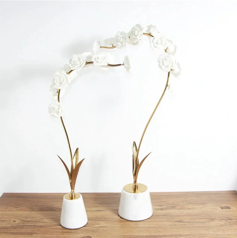 Креативный искусственный цветок металлический золотой горшок мраморные изделия