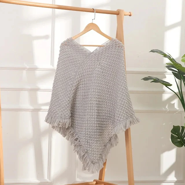 Плащ-пончо вязаный кардиган осень-зима Защитная шаль для шеи Новый однотонный