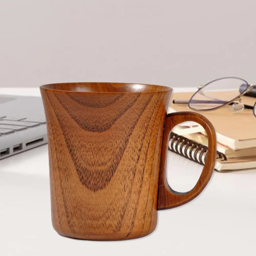 

Creative Water Cup Solid Burr-free Handmade Wood Coffee Tea Beer Milk Mug Comfortable Grip Water Mug Home Supplies