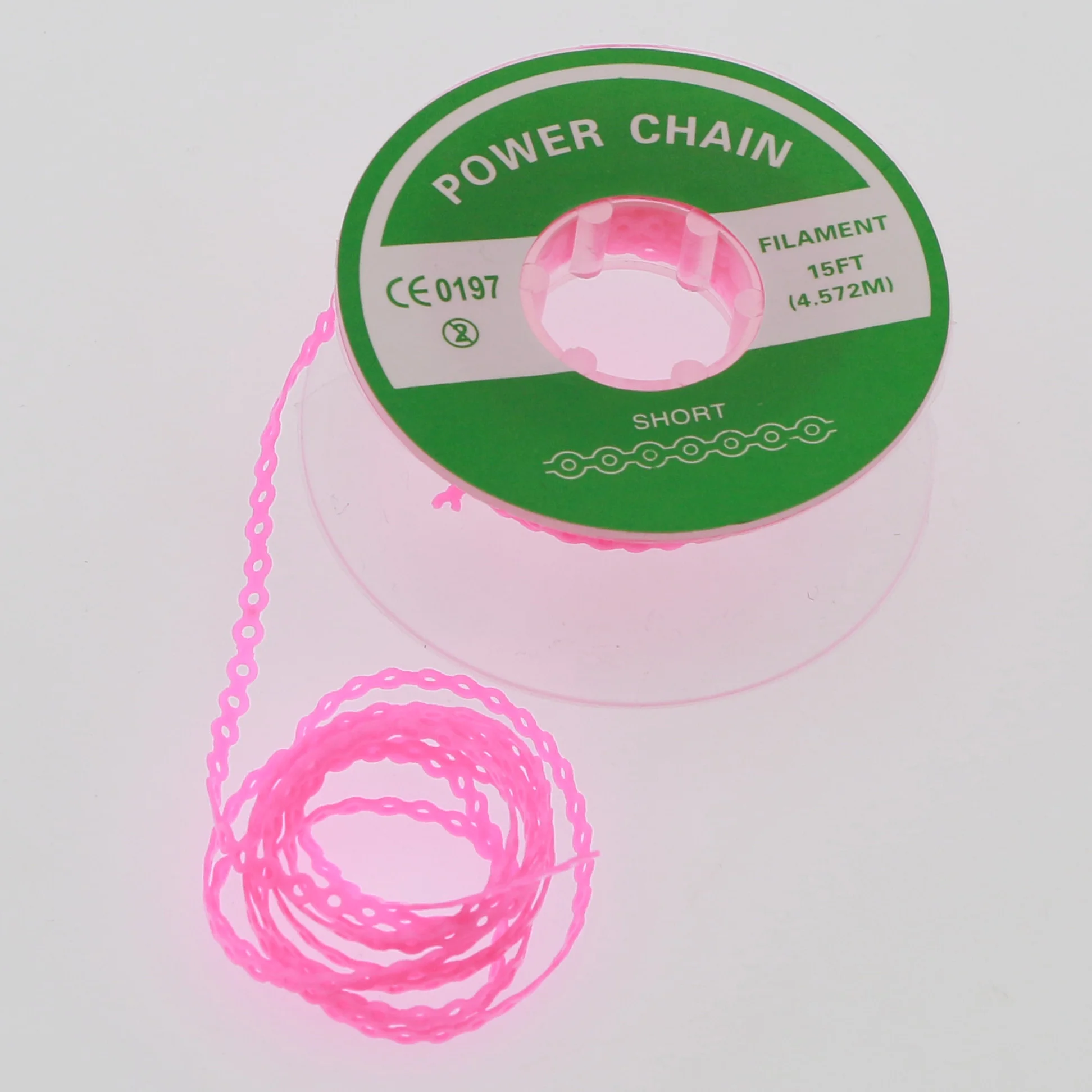 Pink Dental Orthodontic Elastic  Ultra Power Chain Brace Spool Rubber Band High Strength Coil Tools Short Type