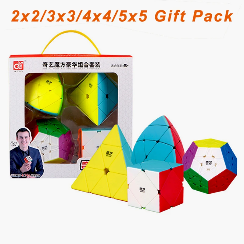 

Qiyi Mofangge 4pcs/set Magic Cube Set Gift 2x2x2 3x3x3 4x4x4 5x5x5 Stickerless Megaminx Professional Cubes Funny Kid Toys