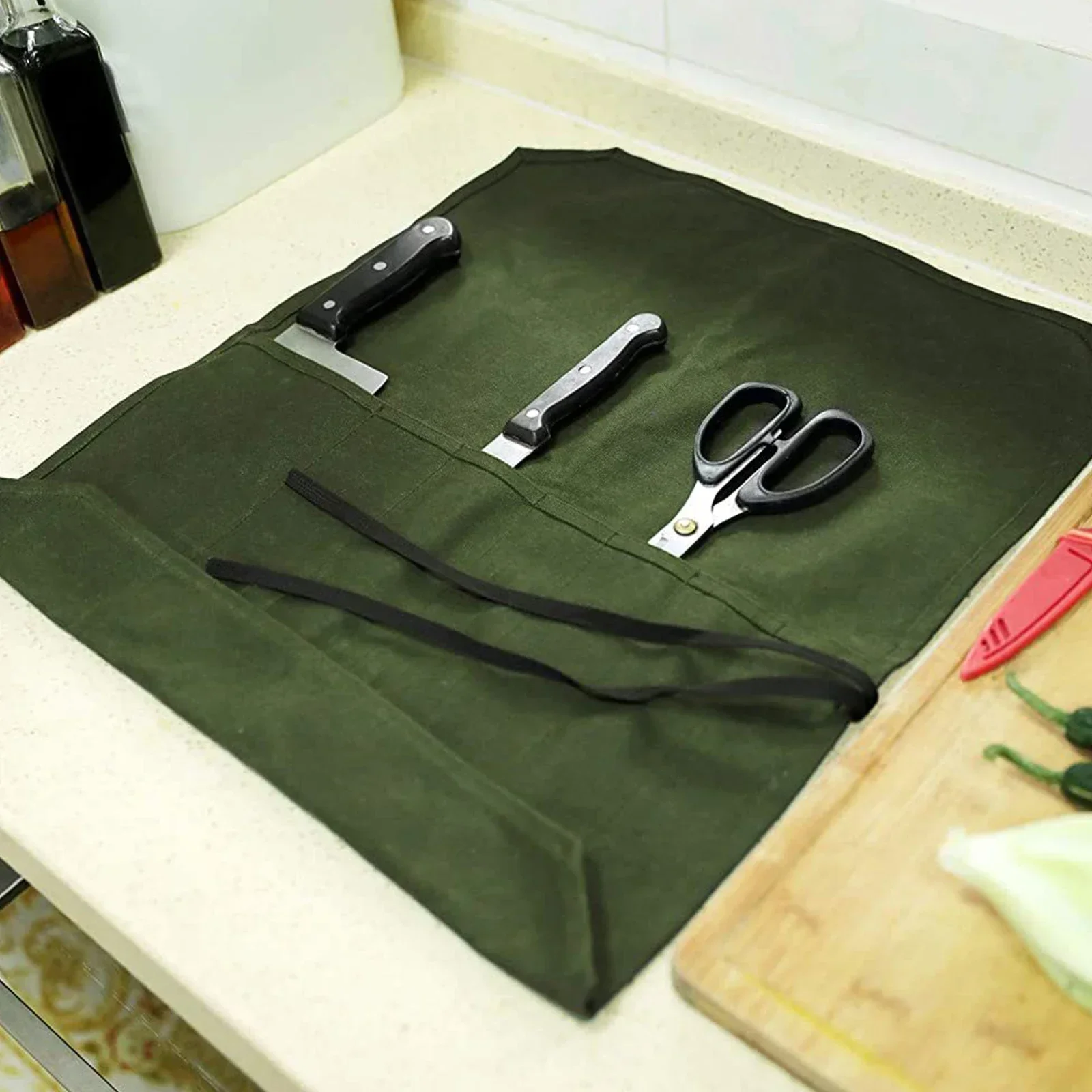 Рулонная сумка для ножей шеф-повара с водонепроницаемой и складной конструкцией