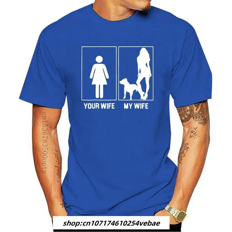 

Мужская одежда новая ваша жена, моя жена, я люблю свою футболку питбуля, забавная питбуль