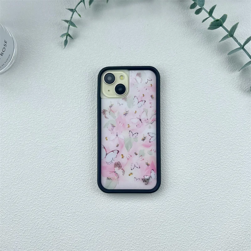 Креативный чехол для телефона с рисунком диких цветов и бабочек iPhone 16 15 14 13 12 Pro Max