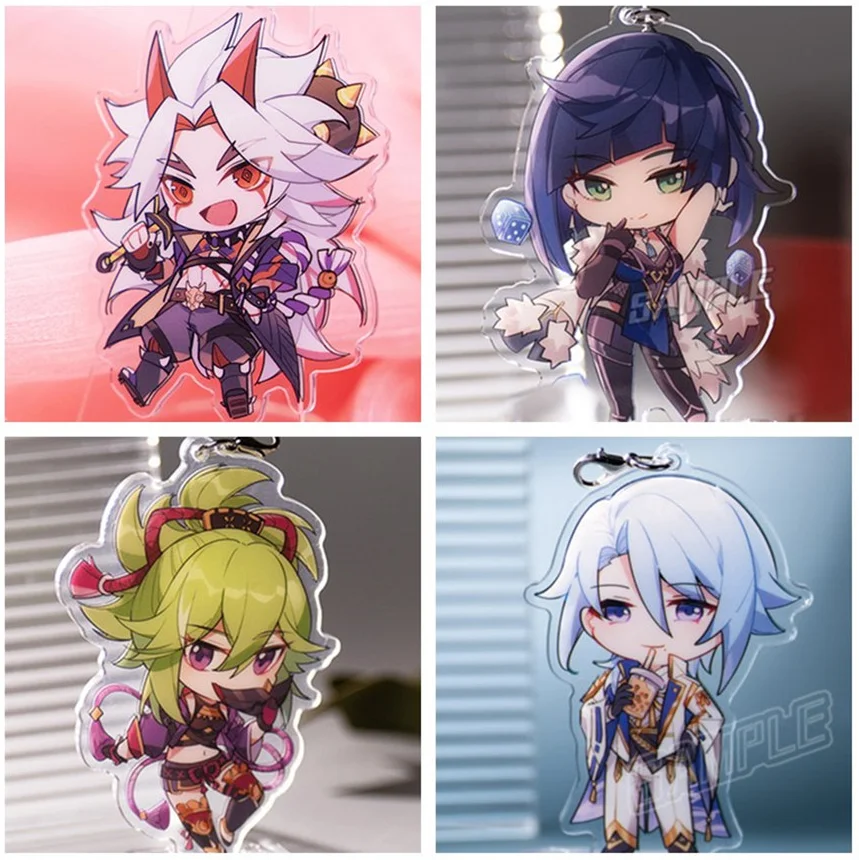 

Genshin Impact Kamisato Ayato Kuki Shinobu Yelan Keychain Anime Cosplay Accessories Pendant Cartoon Badge Prop Christmas Gift