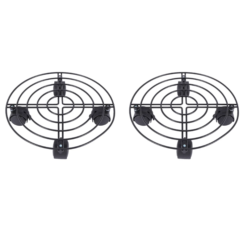 

2X Metal Plant Flower Pot Stand Trolley Caddy On Wheels Indoor Outdoor Home Garden Tools