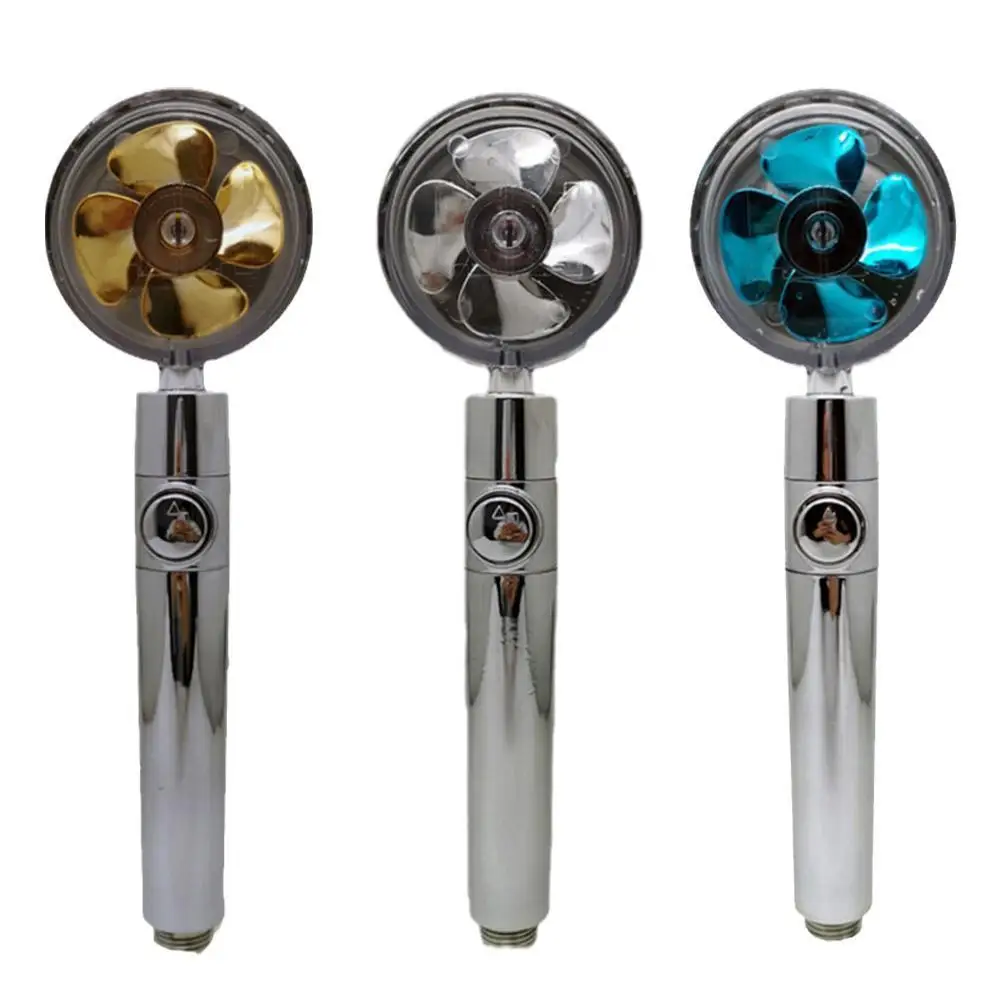 

Turbo Propeller Water Saving Shower Head And Holder High Preassure Showerhead Rainfall With Fan Bathroom Accessories