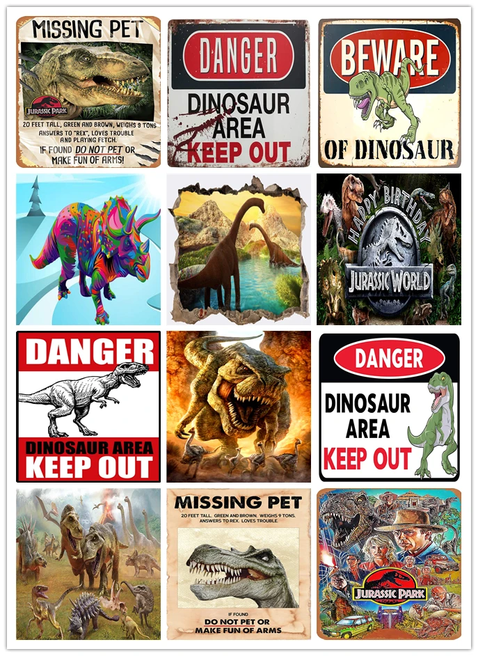 

Dinosaur Teen Room Decoration Jurassic Park Man Cave Metal Poster Bar Tin Sign Metal Wall Decor Decorative Posters Home Garden