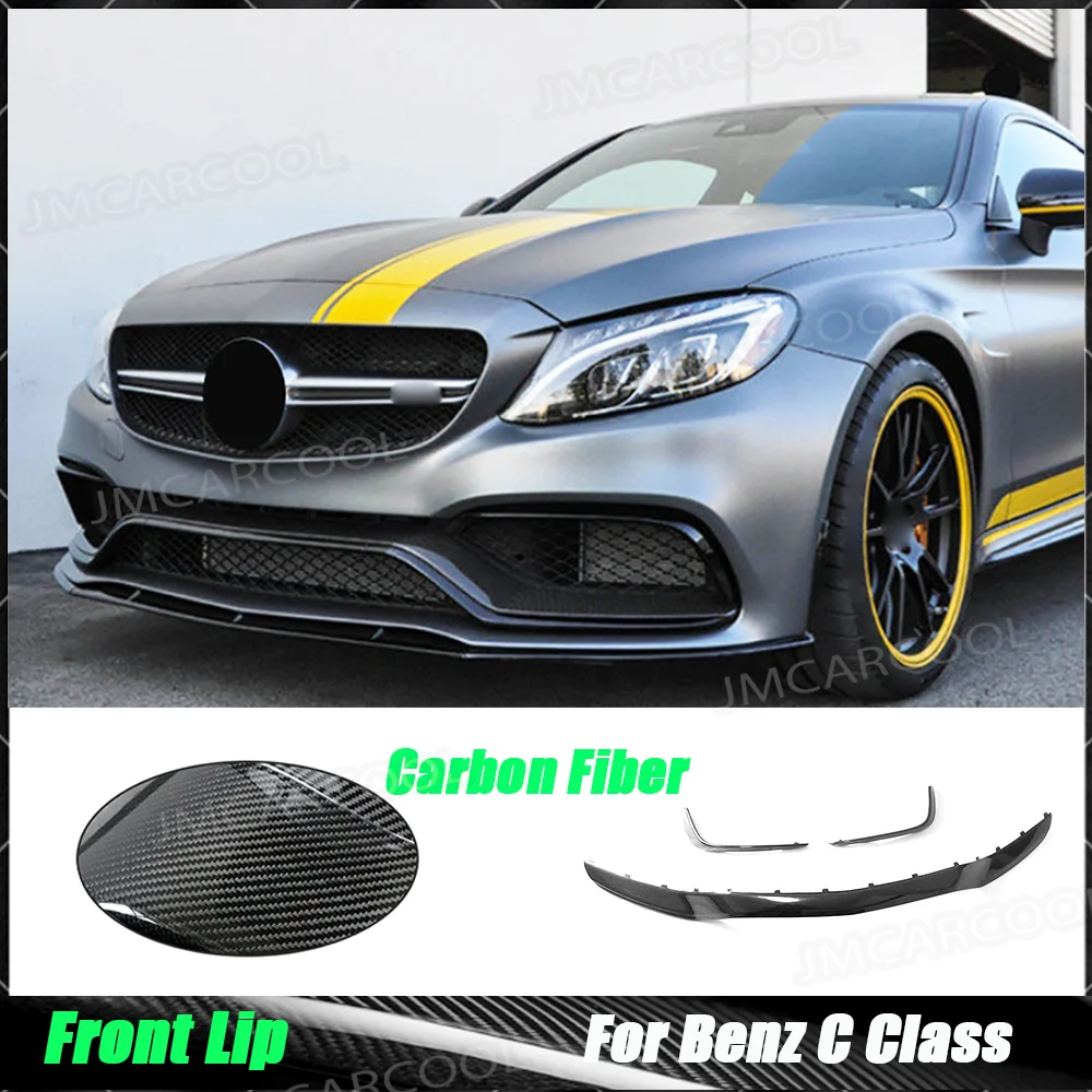 Фото Спойлер-накладка на передний бампер из карбона и FRP для Mercedes Benz C-Class W205 C63 AMG S C180 C200 C260 Sedan 15-17 №1