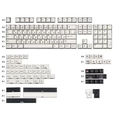 

2022 Black And White Japanese Minimalist Keycap Cherry Profile PBT Dye Subbed Key Caps For Mechanical Keyboard With MX Switch