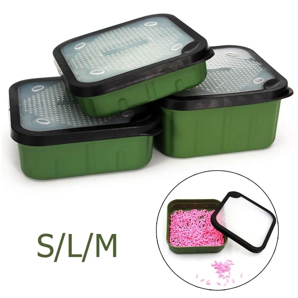 

Fishing Maggot Bait Boxes Plastic Lids Live Bait Storage Box Case Bloodworms Lures Container With Breathable Fitting Lids