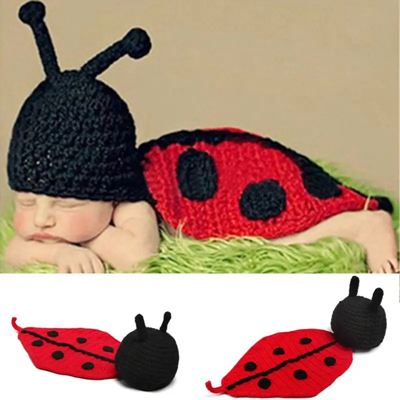 

Fashion Unisex Newborn Boy Girl Crochet Knitted Baby Outfits Costume Set Photography Photo Prop-Beetle +Gift Pattern Send Random
