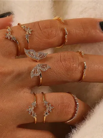 Женское богемное кольцо, набор из 8 колец с бриллиантовыми суставами в виде бабочки, подарок для Рамадан