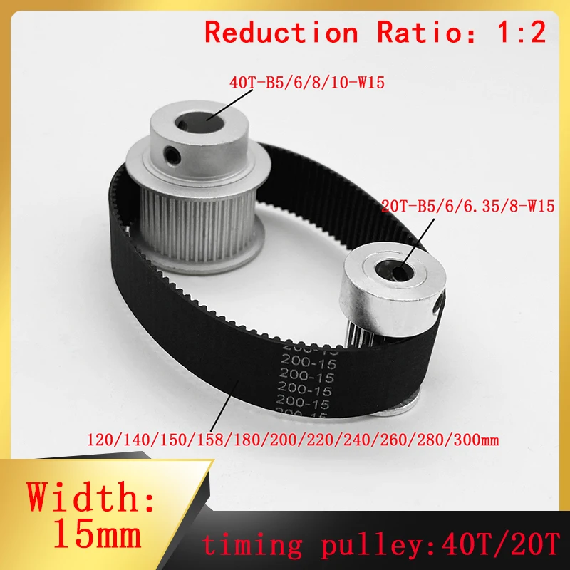 

Timing Pulley GT2 40 Teeth 20 Teeth Reduction 1:2/2:1 3D Printer Width 15mm Tensioning Wheel