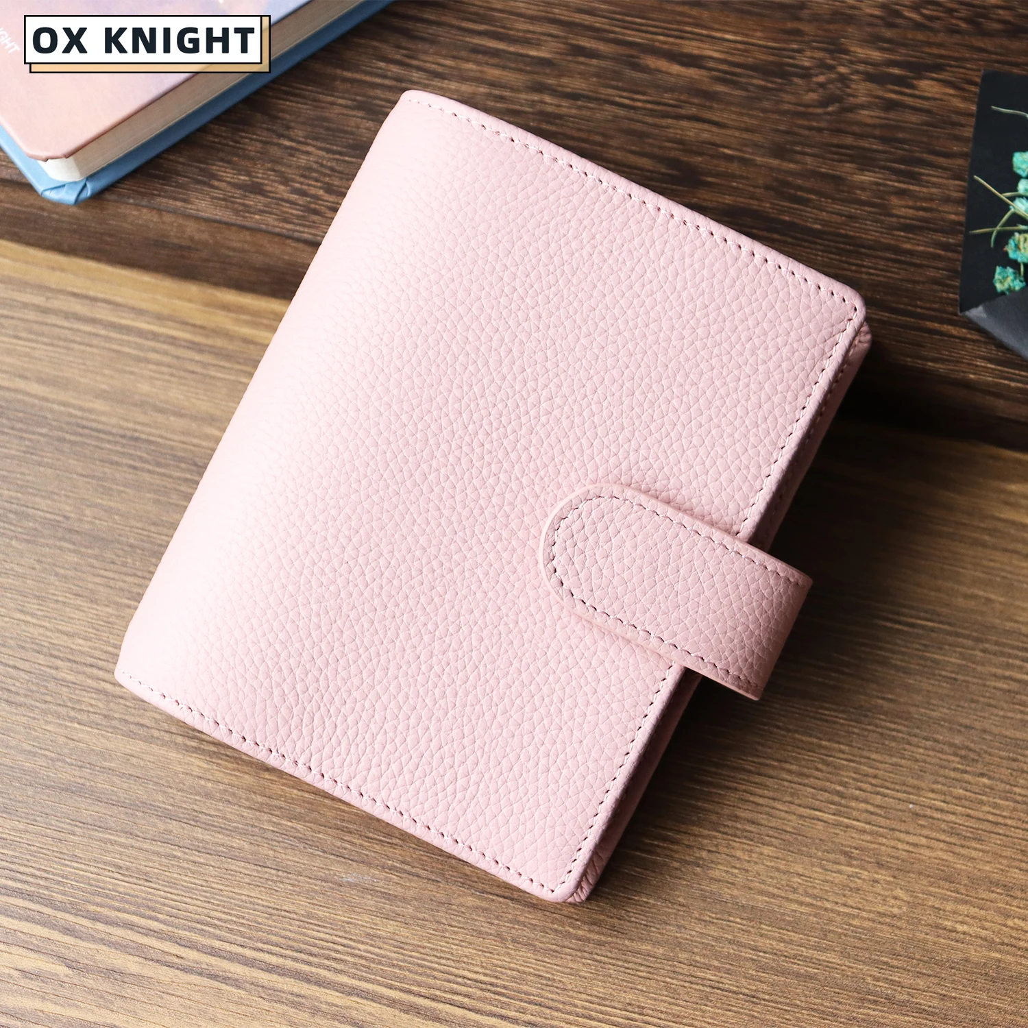 OX KNIGHT Regular A8 Size Rings Budget Planner Pebbled Grain Style Leather Notebook Journaling Stationery Book Cover Organizer