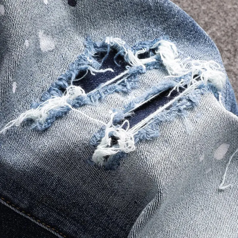 Модные мужские синие джинсы в стиле ретро высококачественные гофрированные