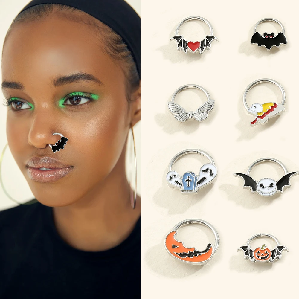 Кольцо для пирсинга носа Hollween, кольцо для пирсинга носовой перегородки, кольцо для пирсинга носа с опалом