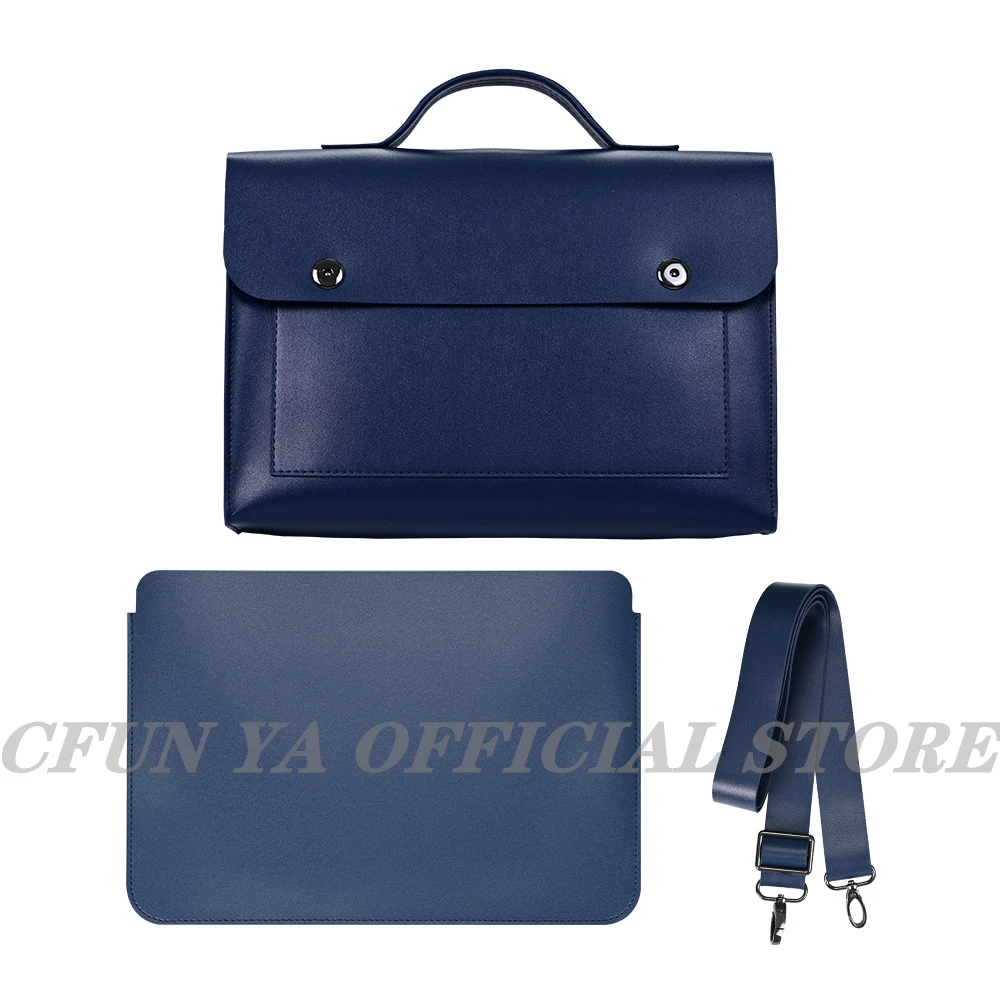 CFUN YA  PU Leather Laptop Bags For Women 13 14 inch Computer Shoulder Bag Casual Portable Waterproof Notebook Briefcase Handbag