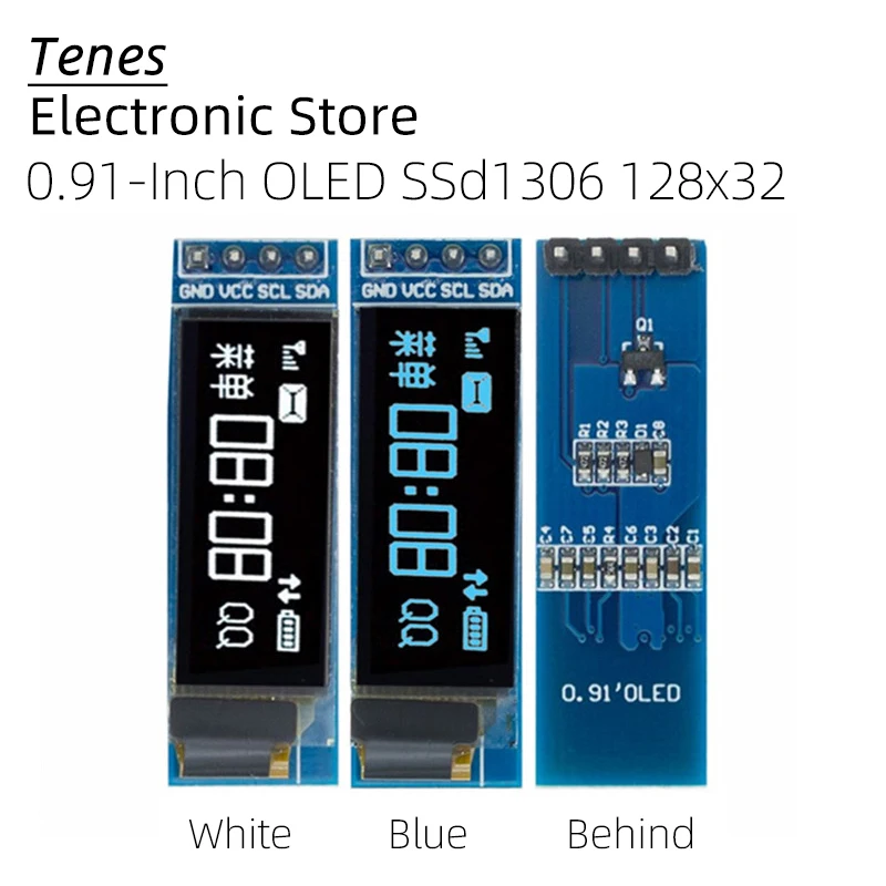 

SX 0.91-inch OLED Module White Blue 128X32 LCD LED Display 0.91" IIC Communicate For Arduino ROHS Certification