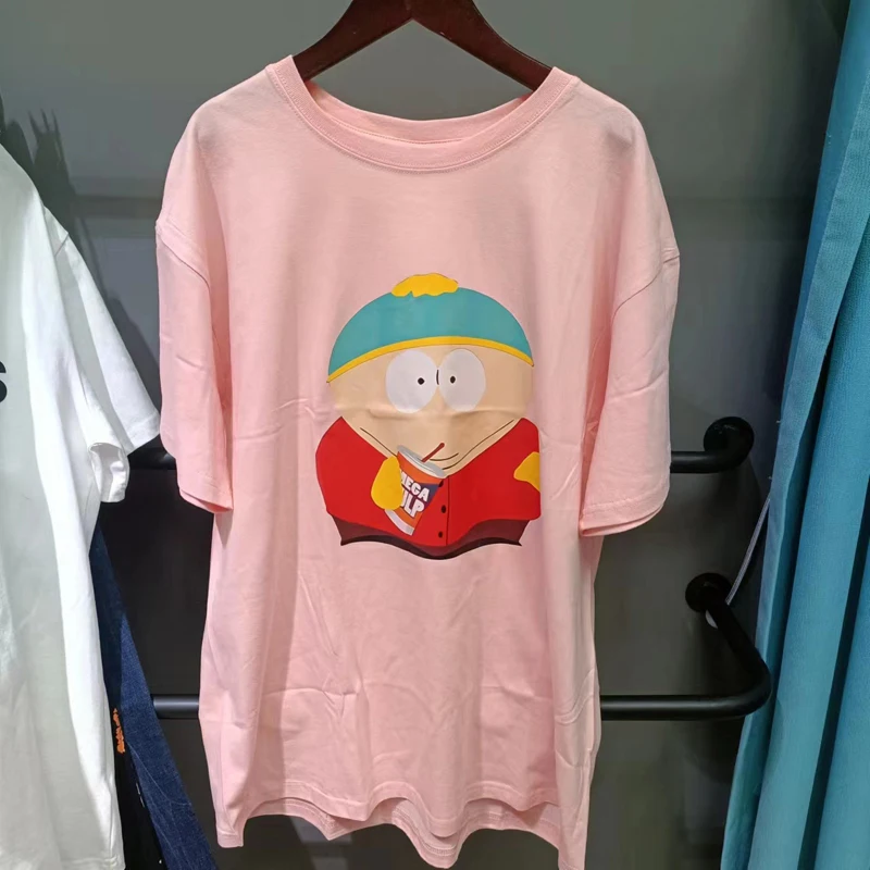 

S-South Park T Shirt Men Women Pink Short Sleeve Top Tees High Quality Round Print T-shirts One Day Ship Out
