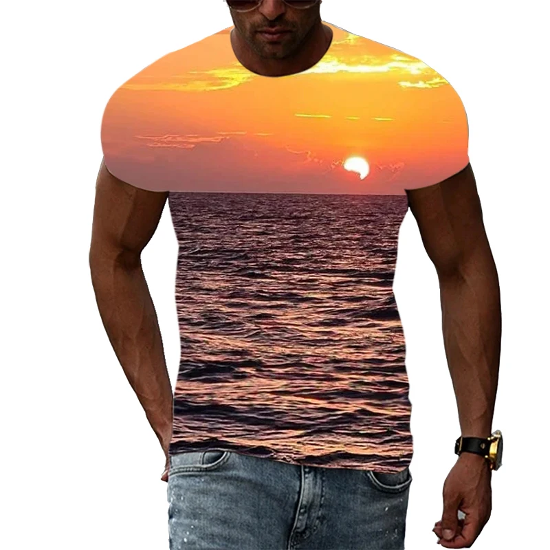 

2022 Summer Street Hot Sale New Men 3d T-Shirt Casual Short Sleeve O-Neck Fashion Nature Print T Shirt Harajuku Hip Hop Men Tee